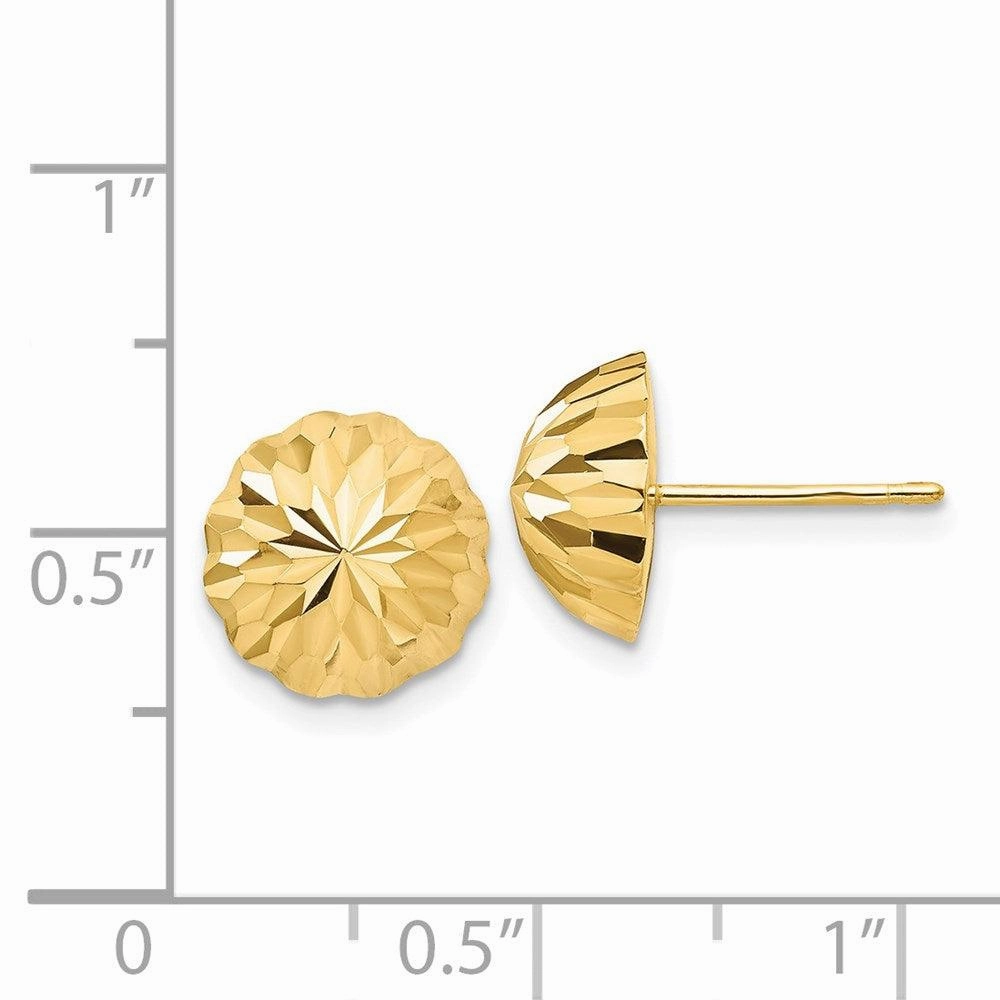 14k Gold Diamond-cut 10mm Domed Post Earrings