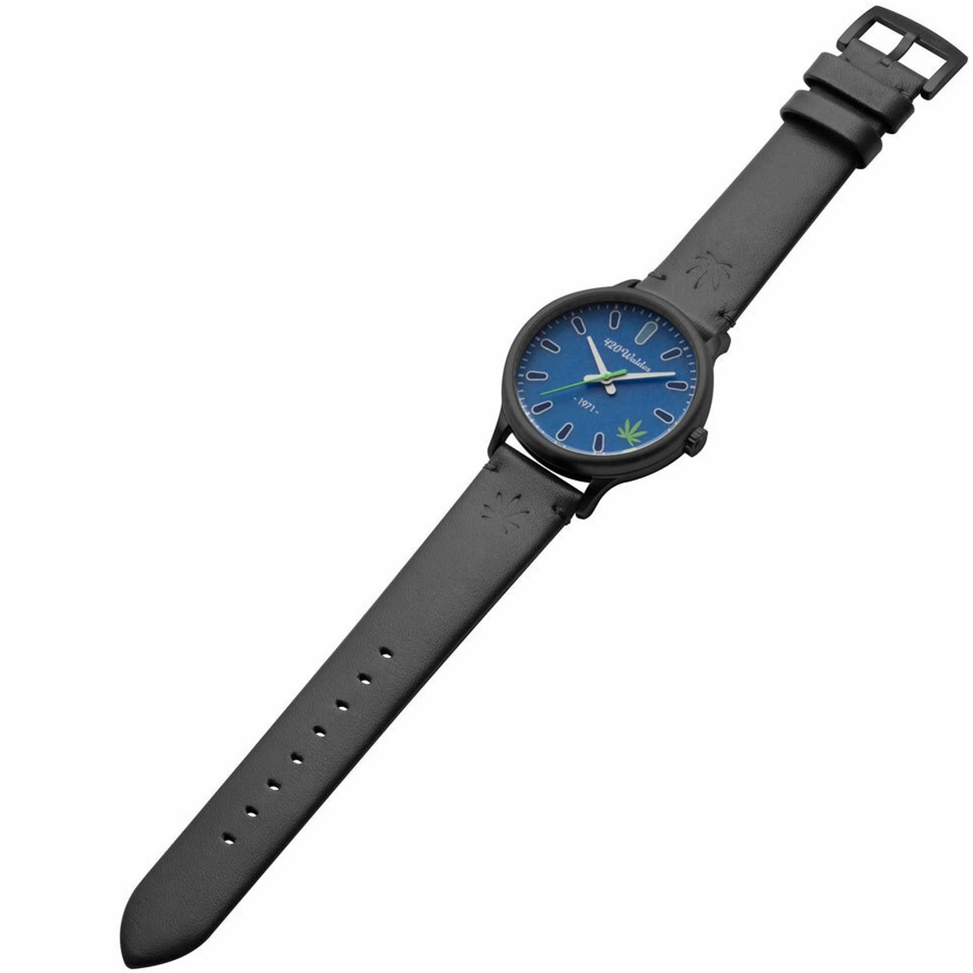 420Waldos Men's Watch - Bud Quartz Stainless Steel Case Blue Dial Grey Strap | W1006