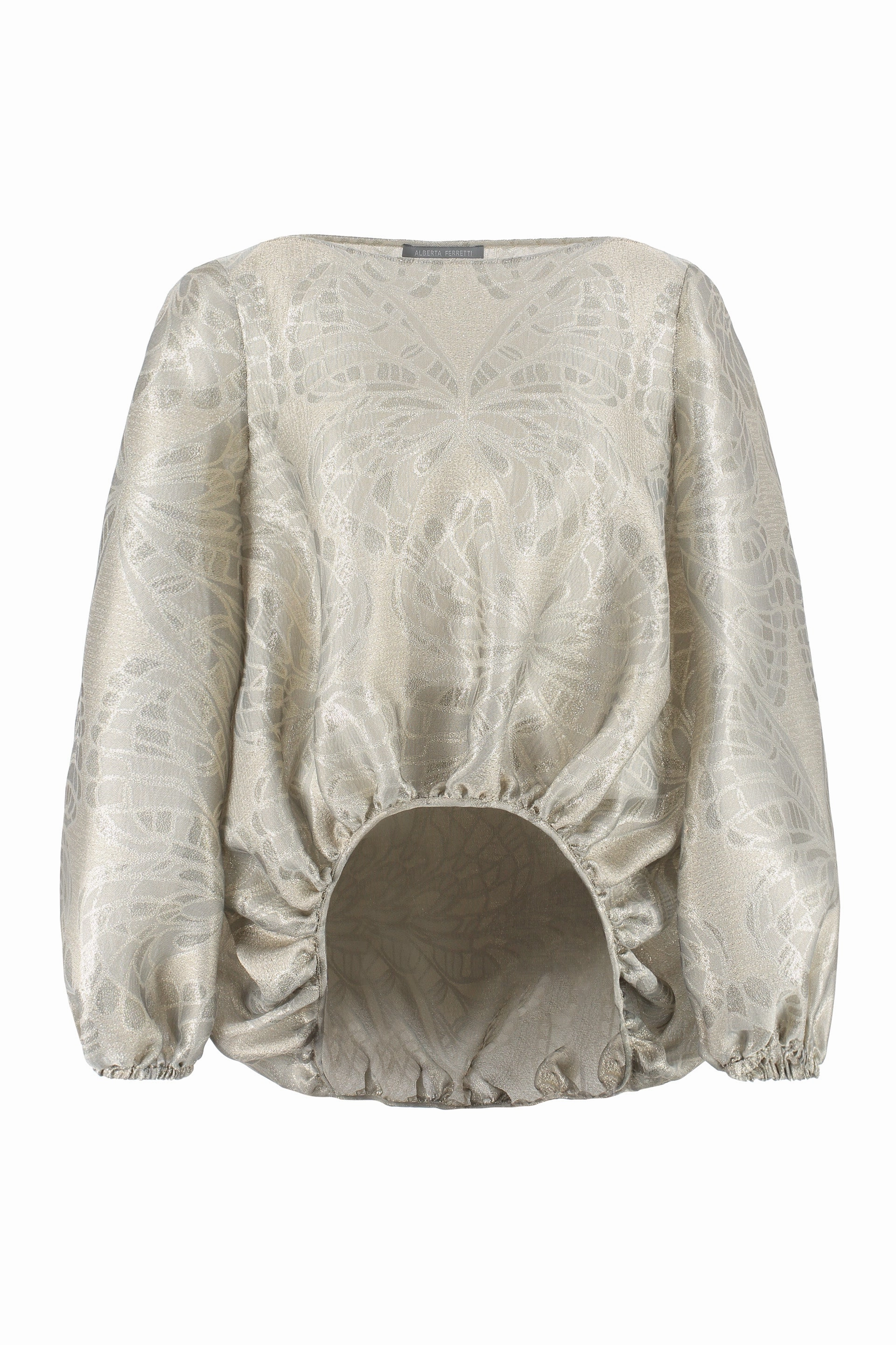 Alberta Ferretti Metallic Butterfly Jacquard Blouse