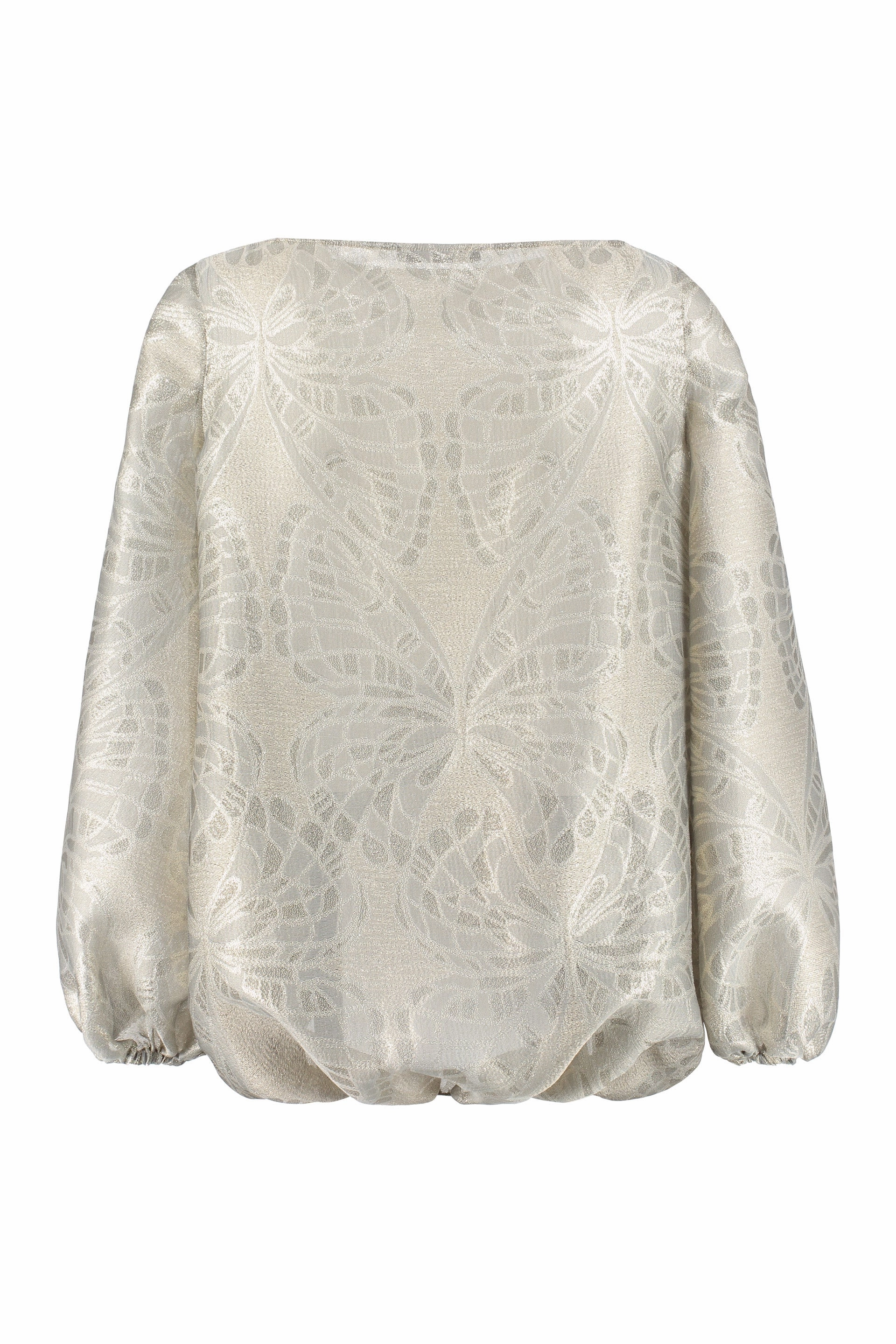 Alberta Ferretti Metallic Butterfly Jacquard Blouse
