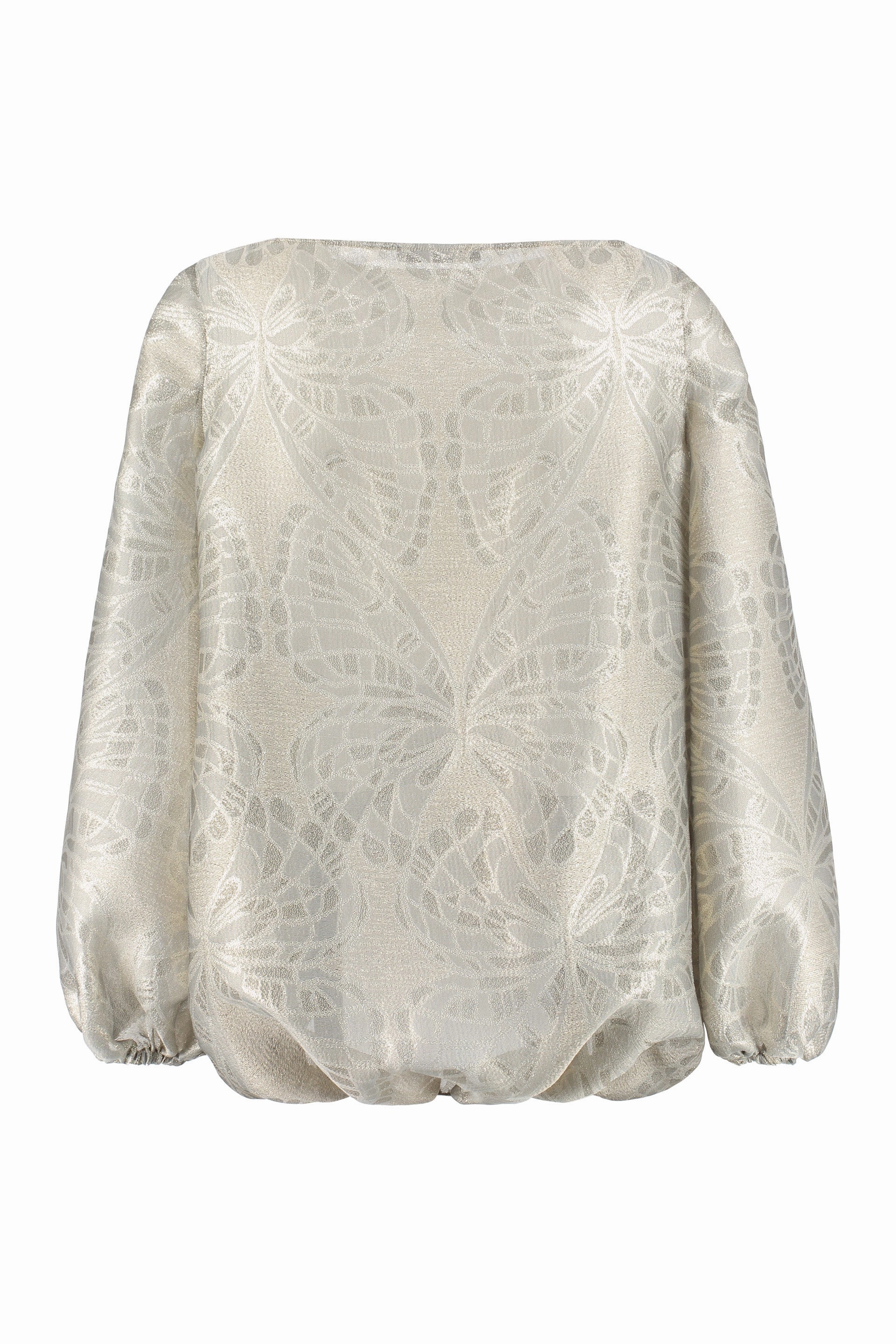 Alberta Ferretti Metallic Butterfly Jacquard Blouse
