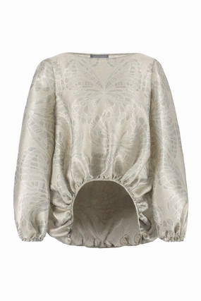 Alberta Ferretti Metallic Butterfly Jacquard Blouse