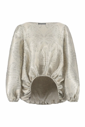 Alberta Ferretti Metallic Butterfly Jacquard Blouse