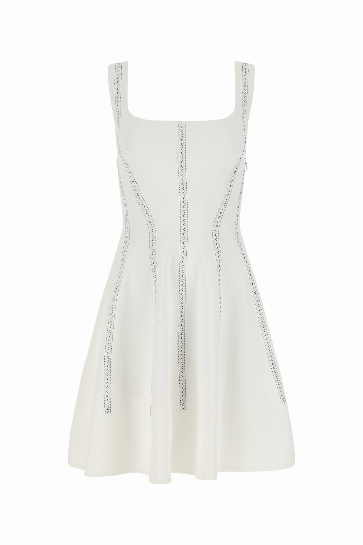 Alexander McQueen Sleeveless Contrast-Stitching Mini Dress