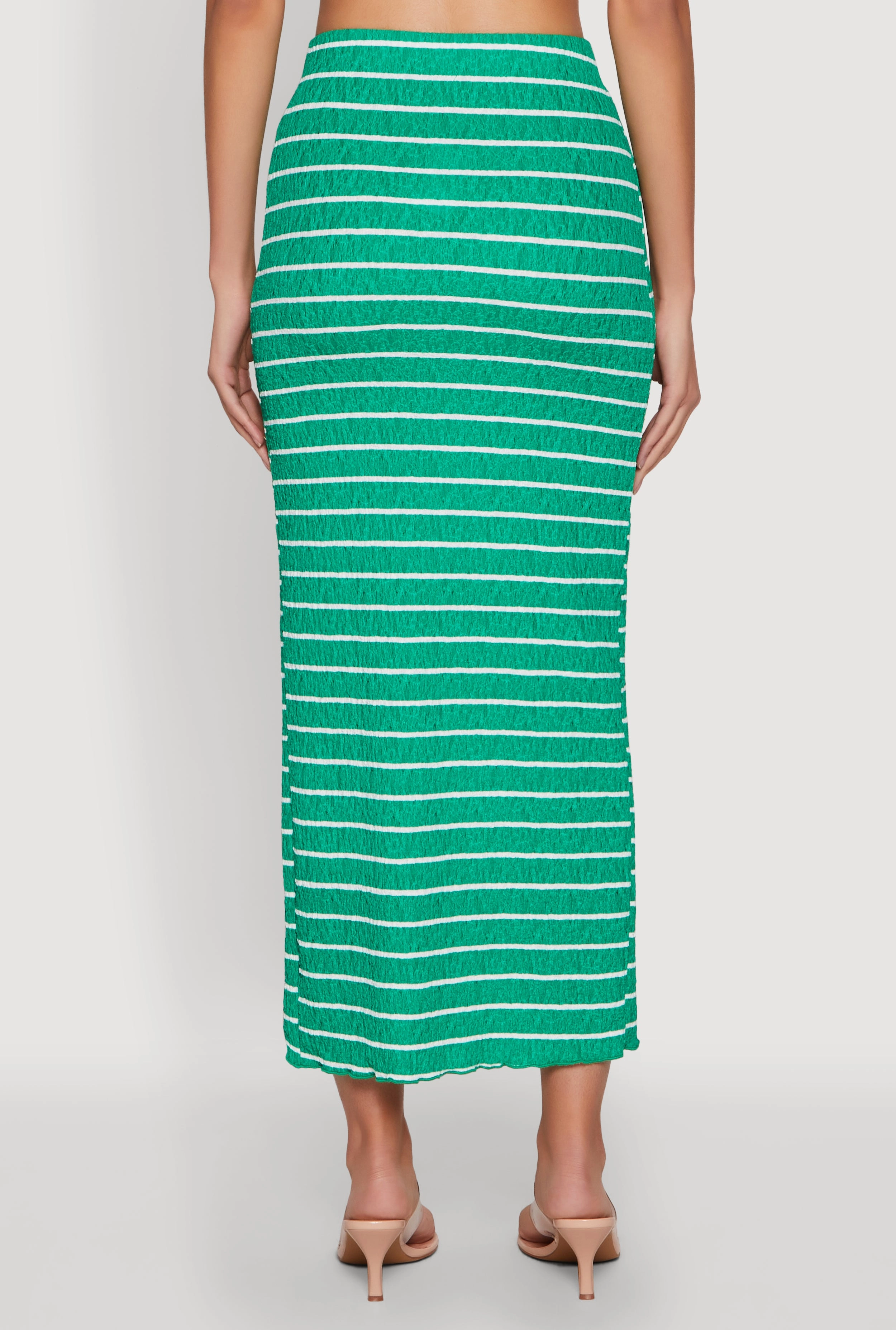 Almost Famous Striped Side Slit Maxi Skirt