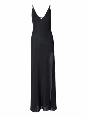 AMI Spaghetti Strapped Slit Detailed Maxi Dress