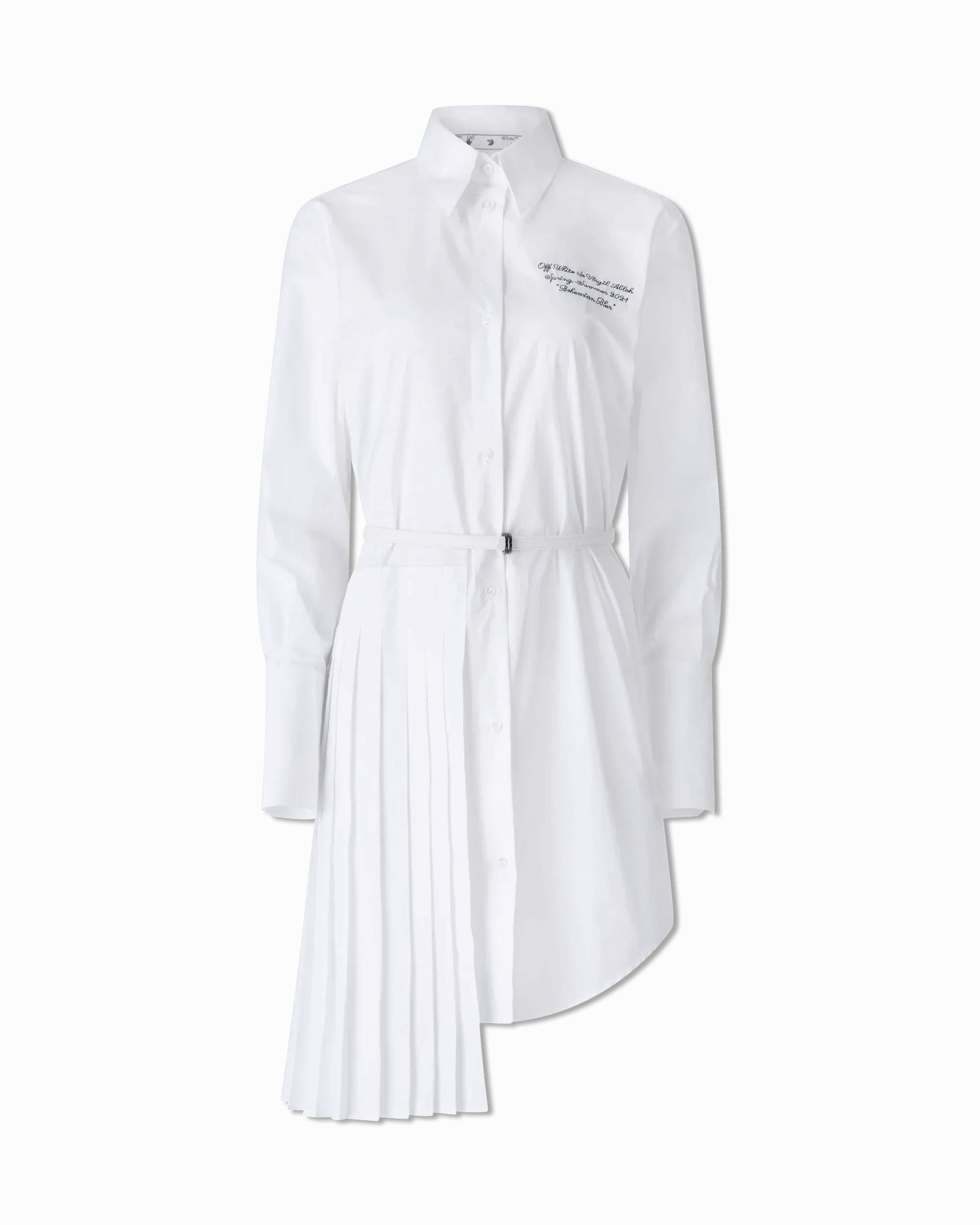 Asymmetrical Plisse Shirt Dress