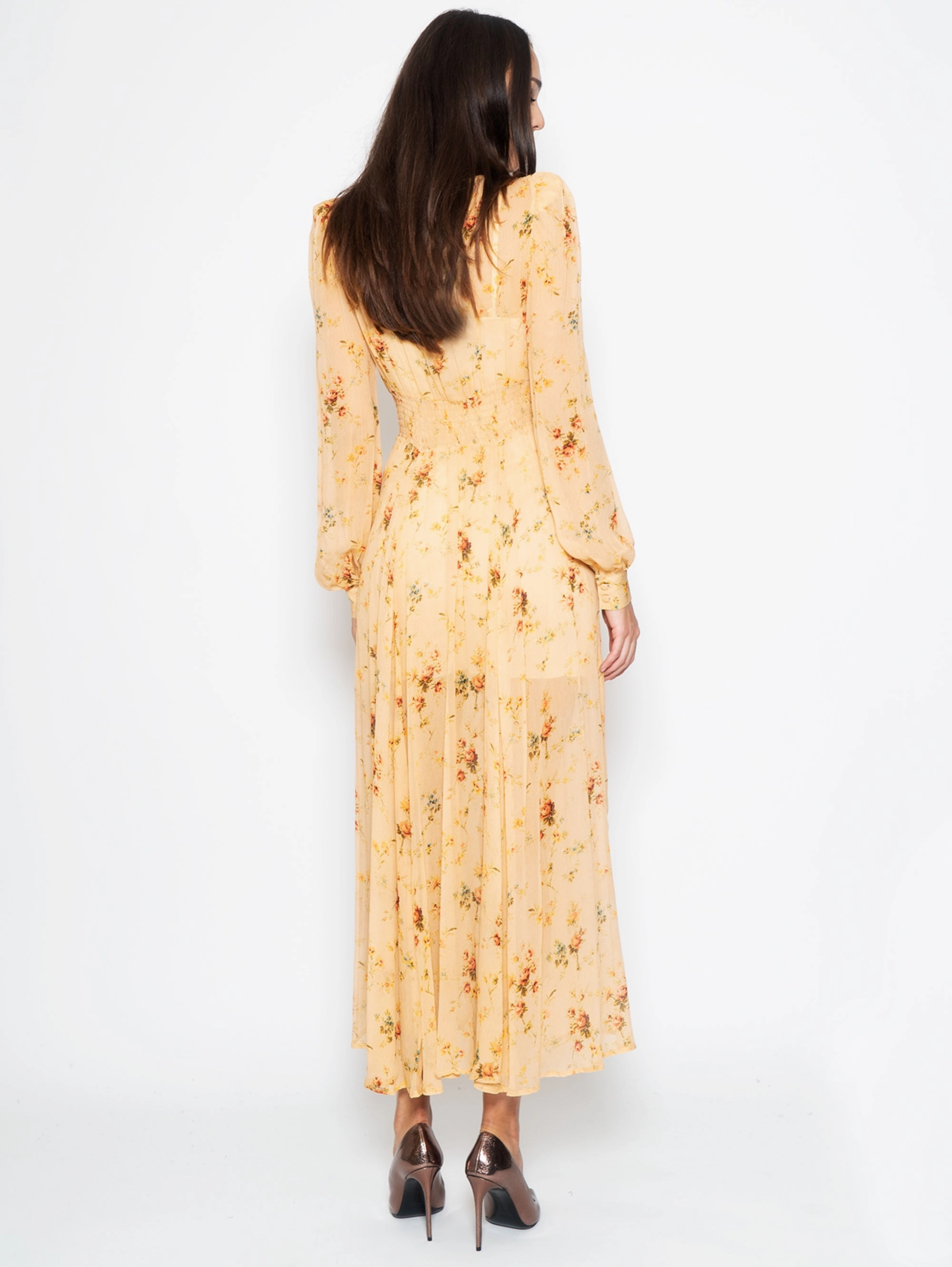 Beige Floral Shirt Dress