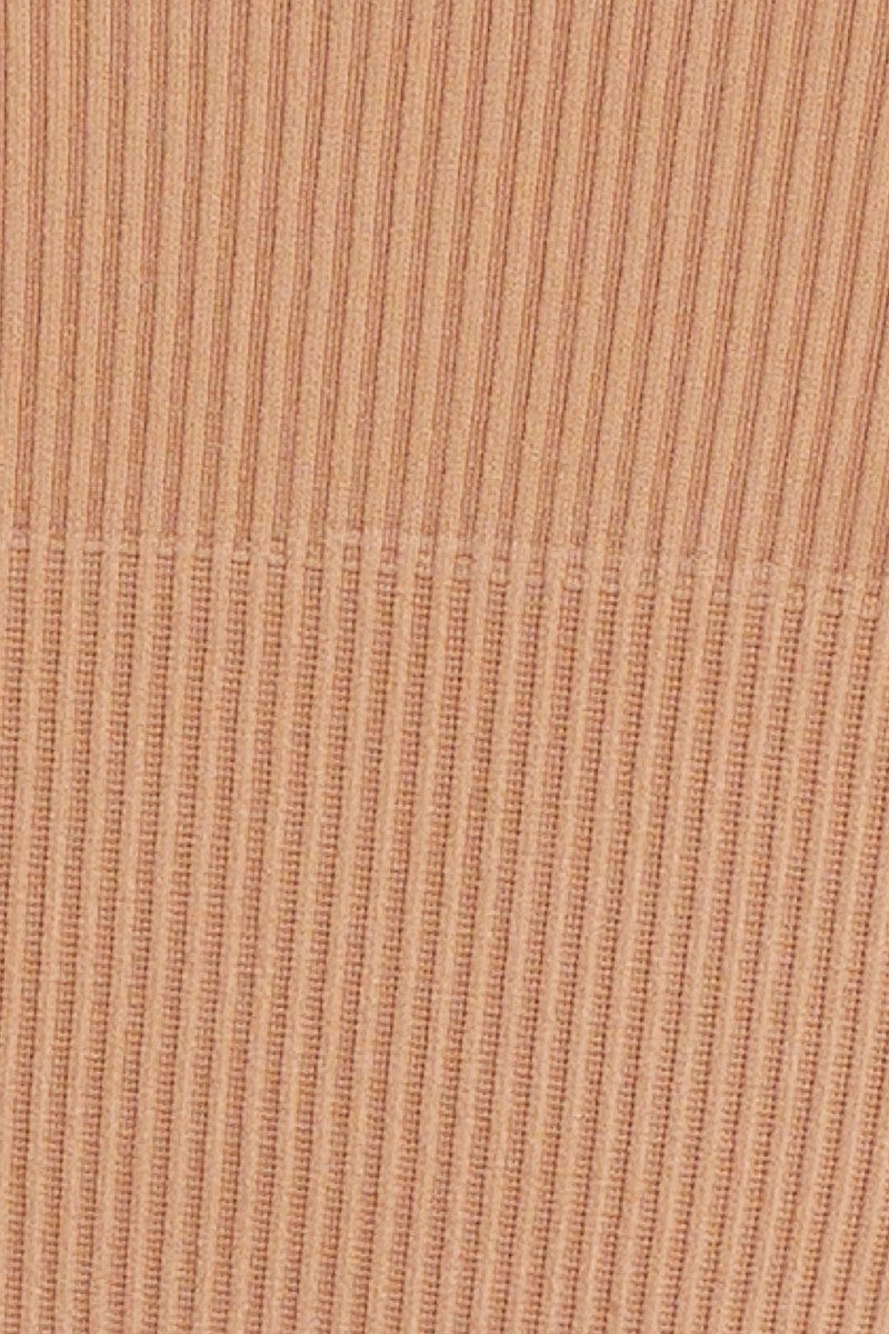Beige Seamless Tank Top Scoop Neck Rib Crop