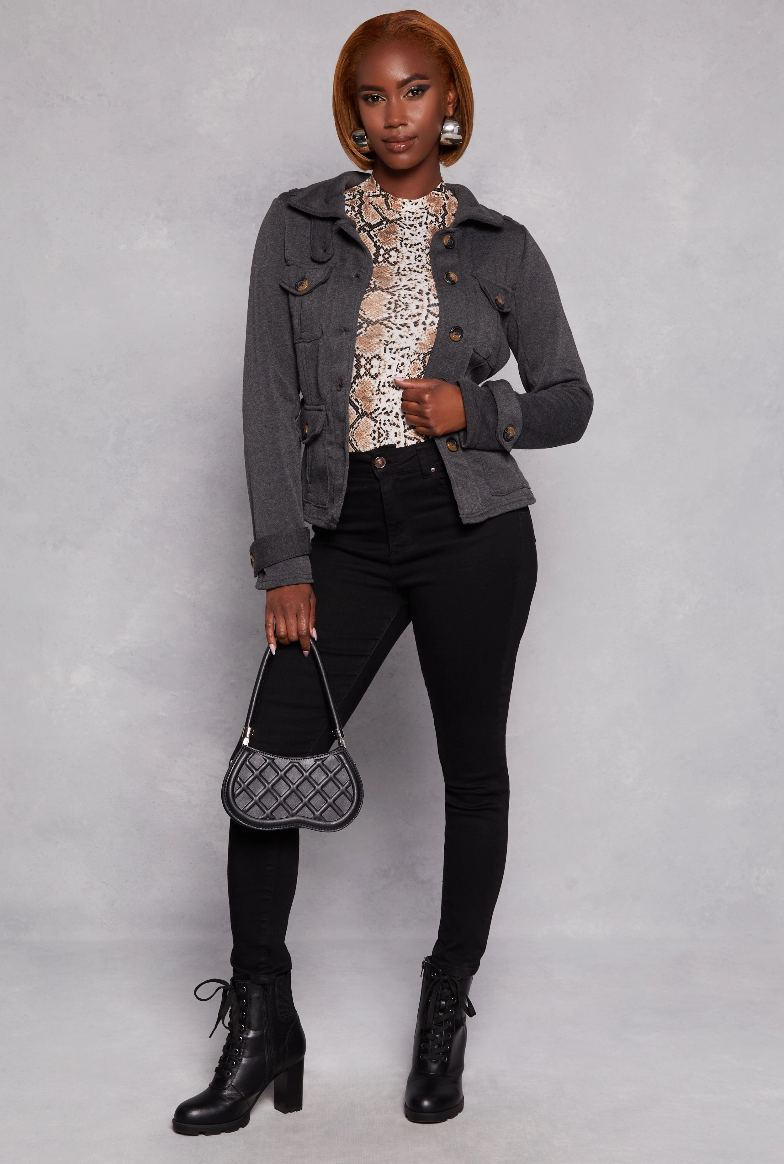 Belted Button Front Jacket