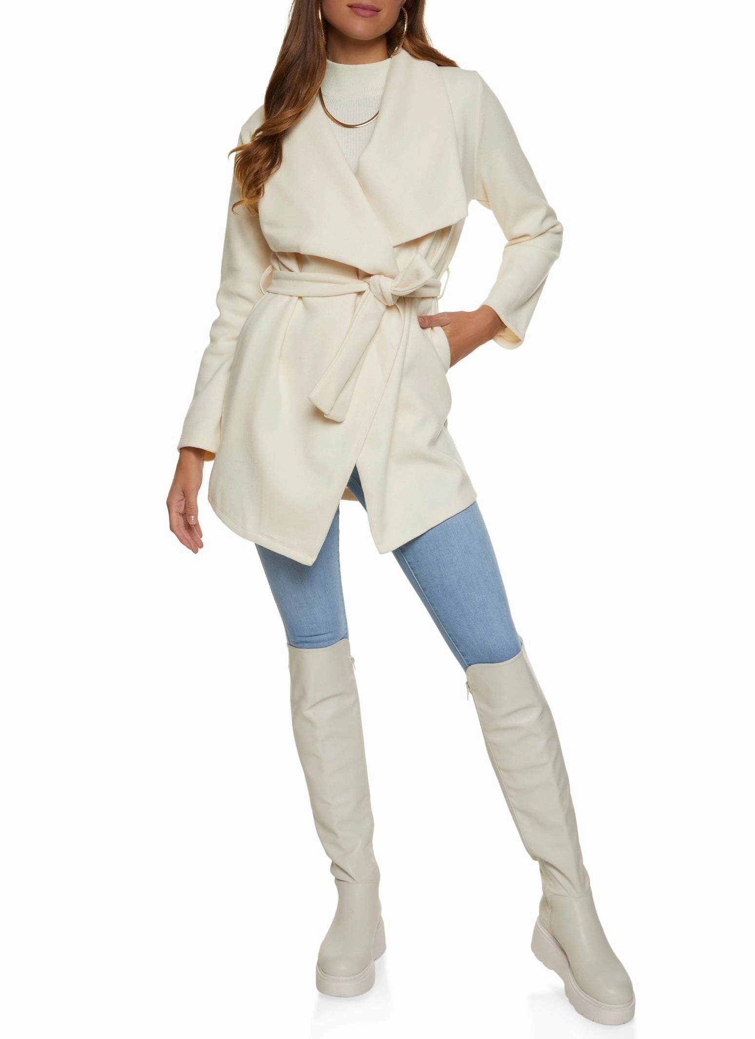 Belted Shawl Collar Wrap Coat