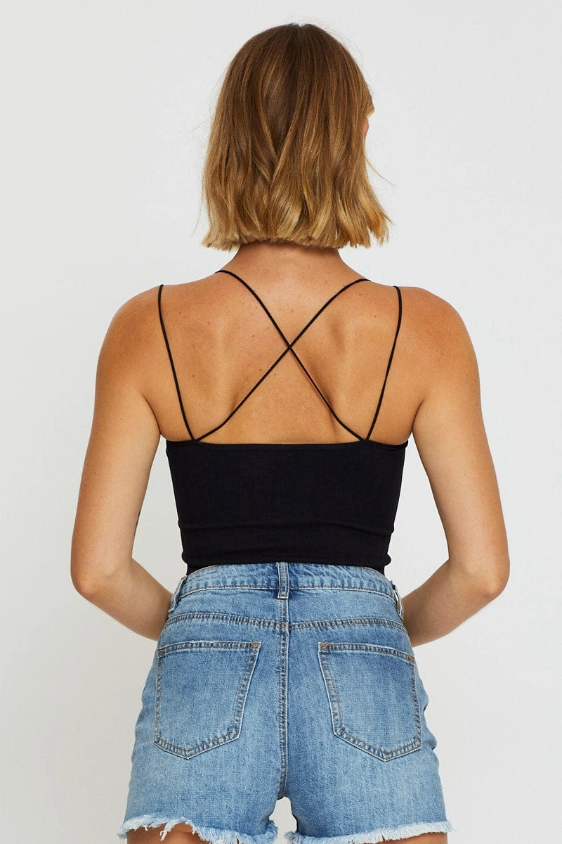 Black Bralette Top Seamless Crop