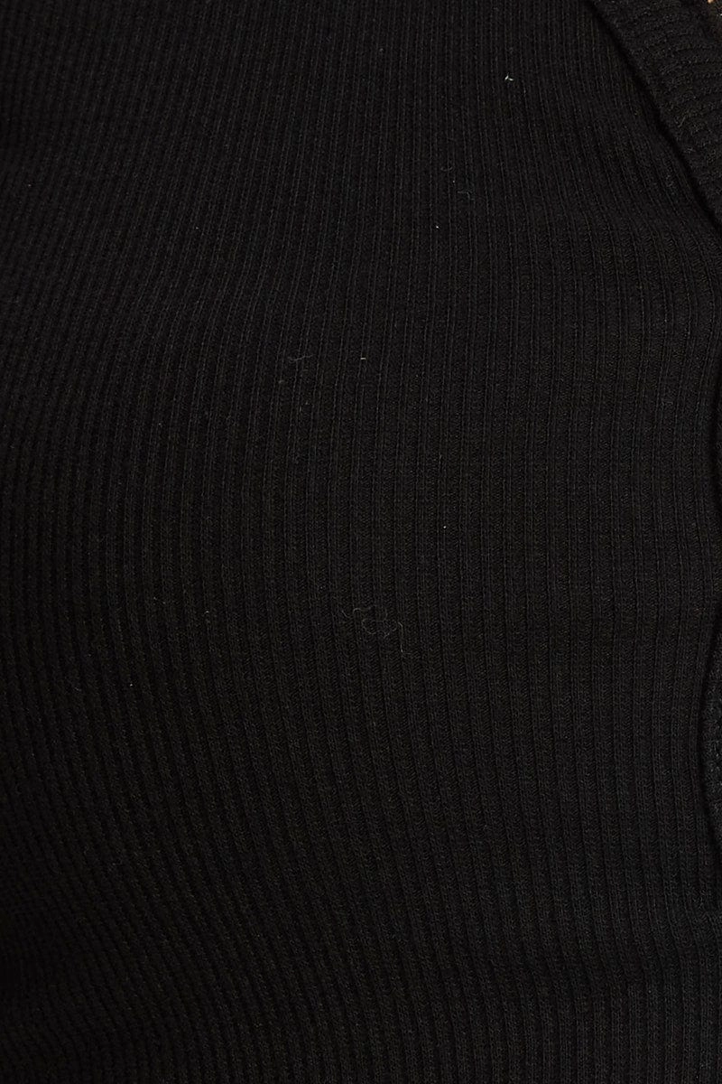 Black Button Front Crop Top