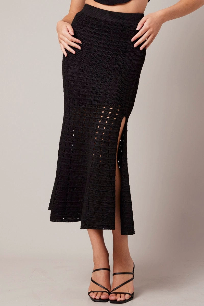 Black Knit Skirt Crochet