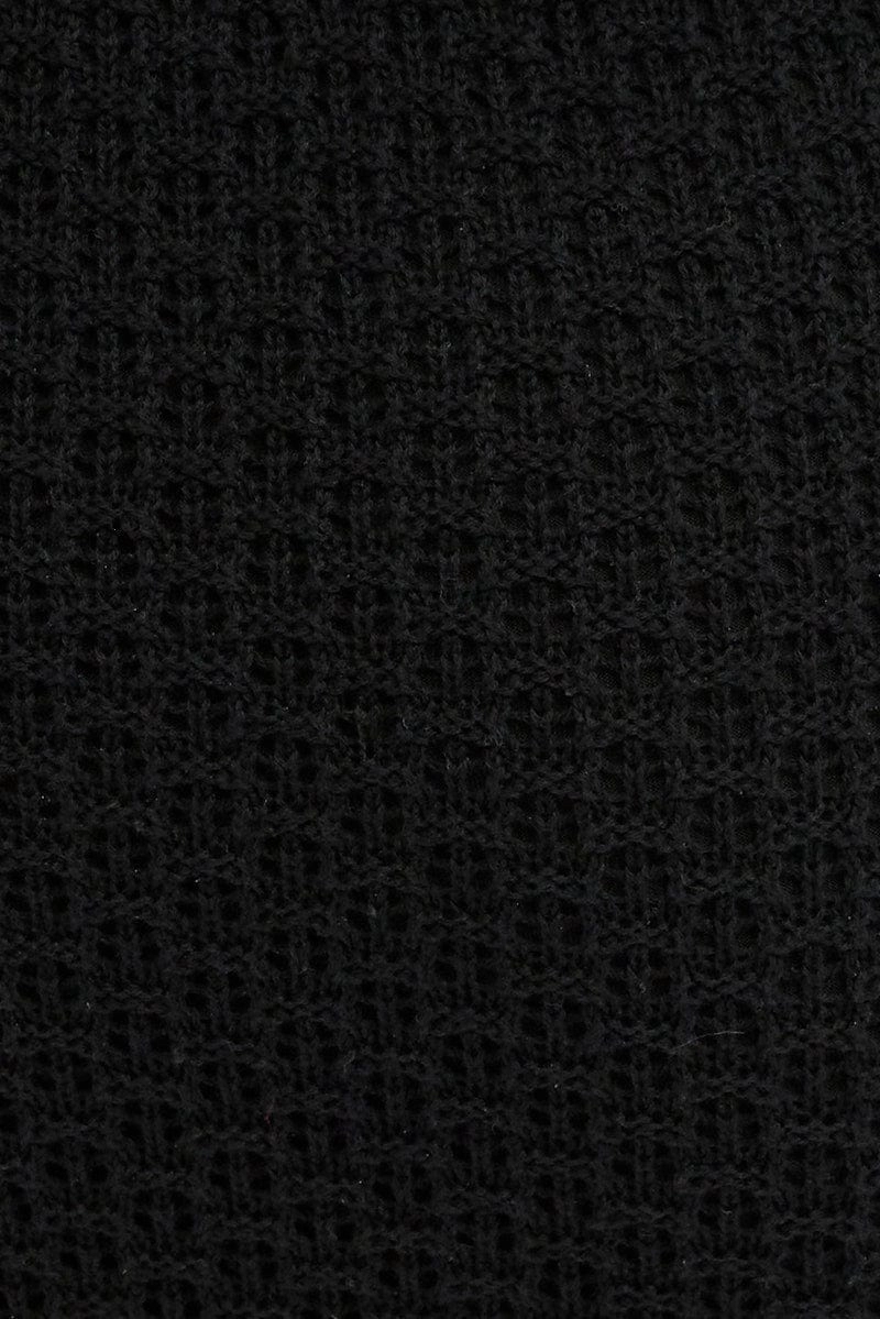 Black Knit Skirt Midi Crochet