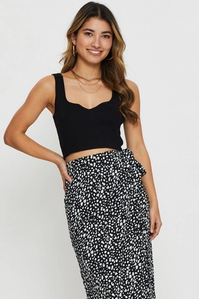 Black Knit Top Sleeveless Sweetheart