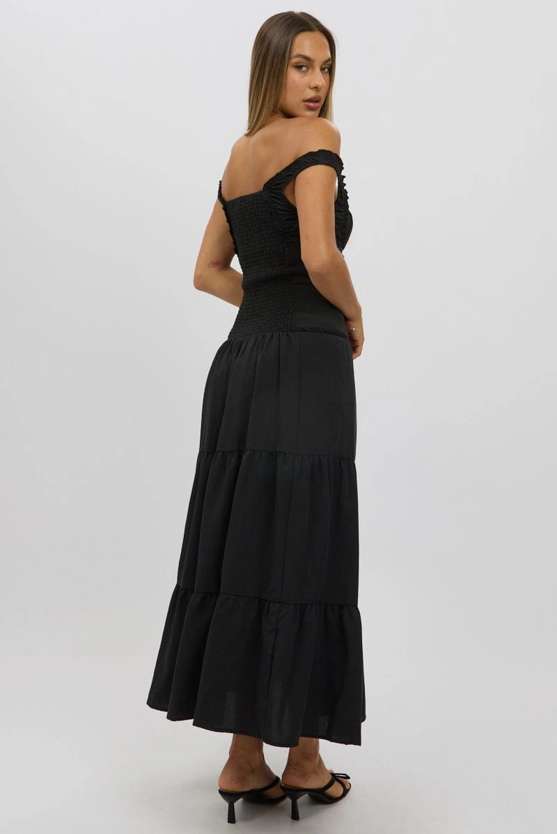 Black Maxi Dress Drop Waist