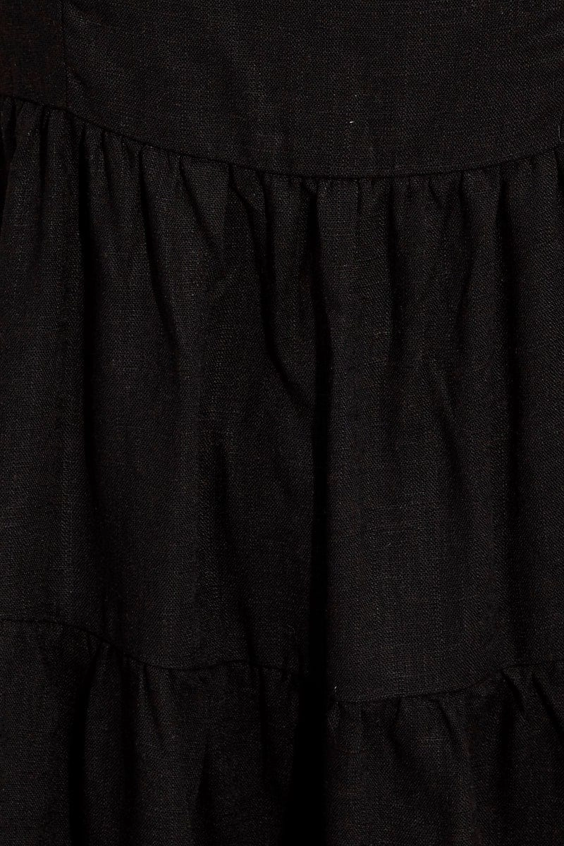 Black Skater Dress Short Sleeve Tiered
