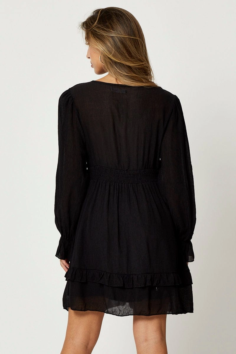 Black Tie Front Skater Dress