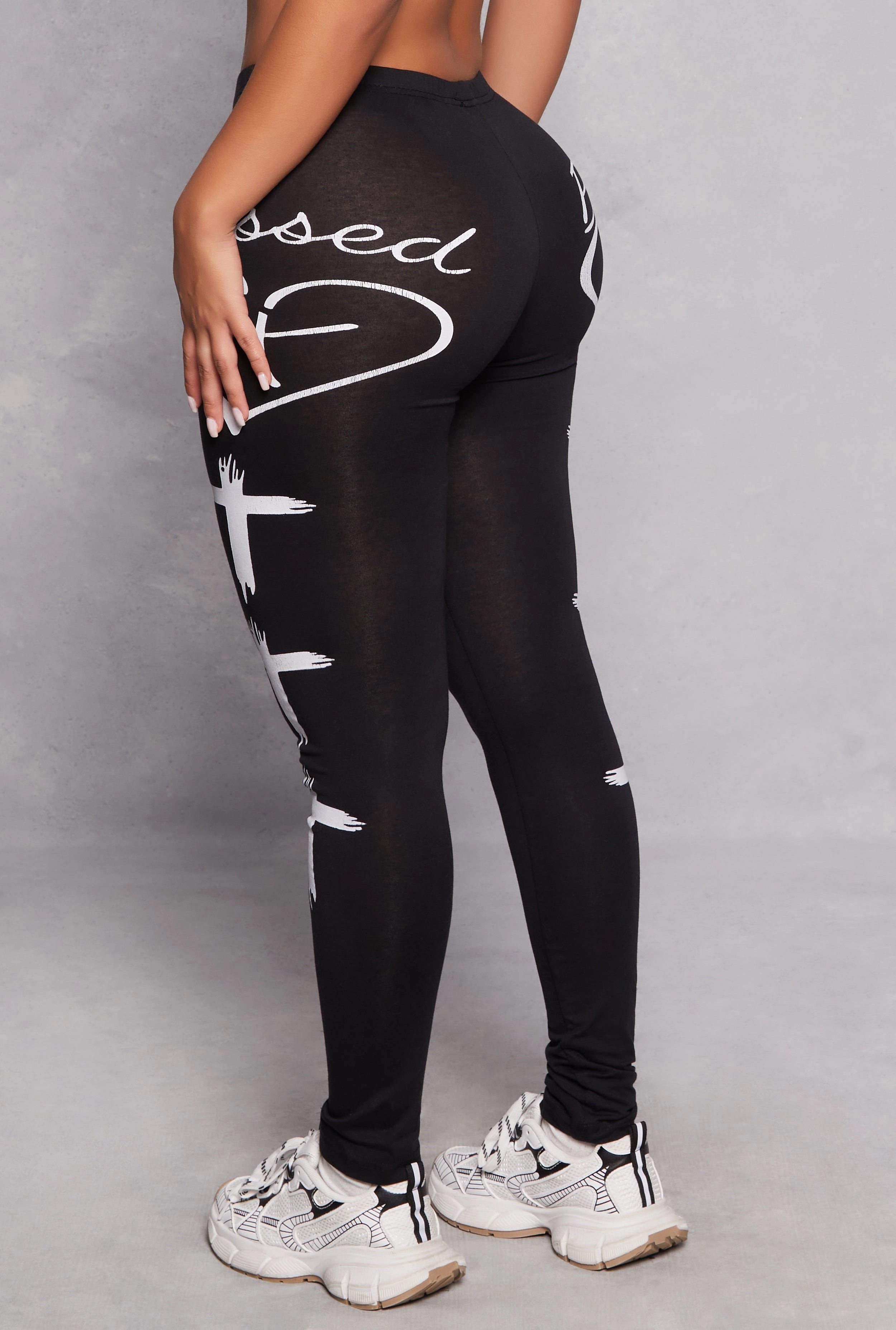 Blessed Cross Print Leggings