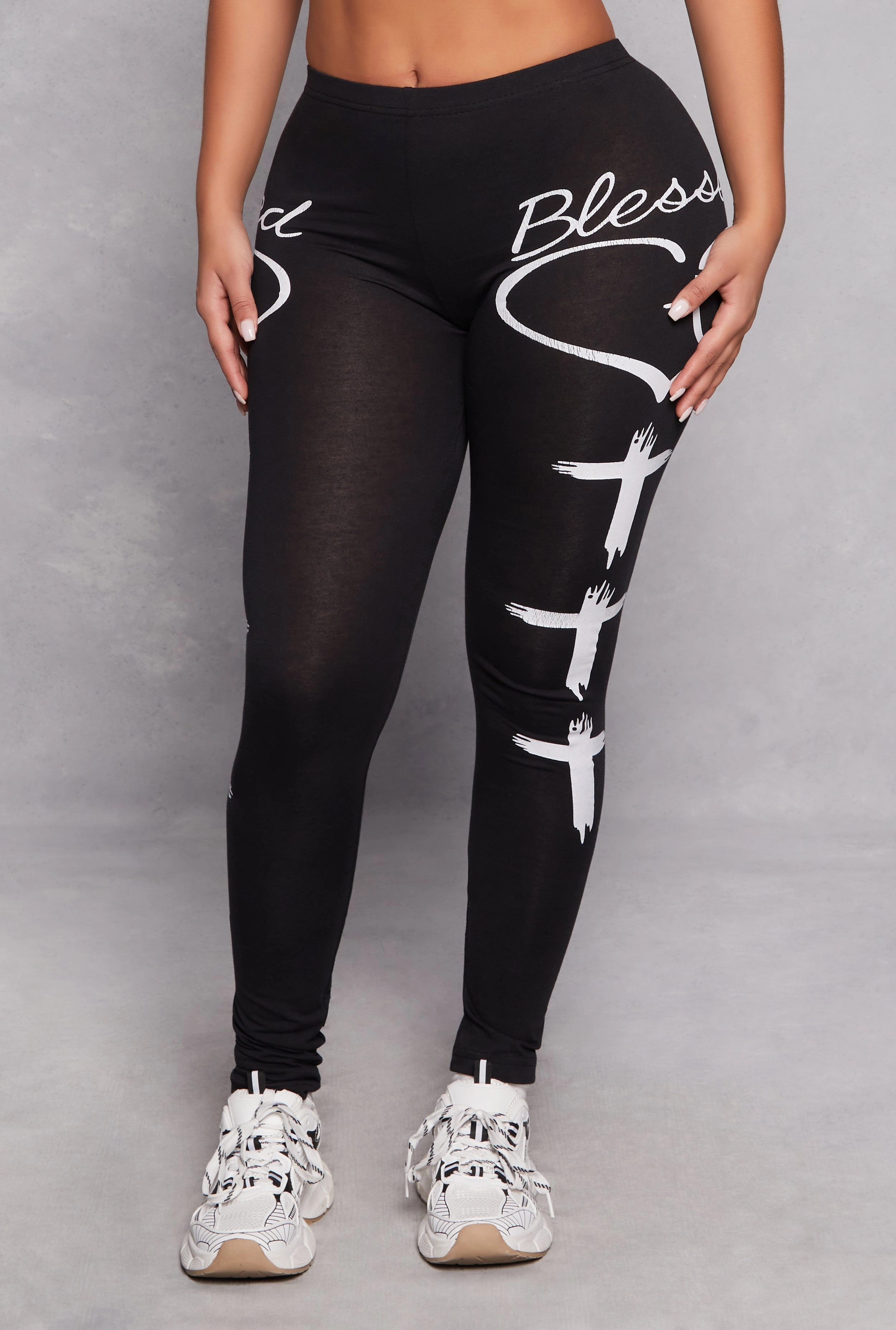 Blessed Cross Print Leggings