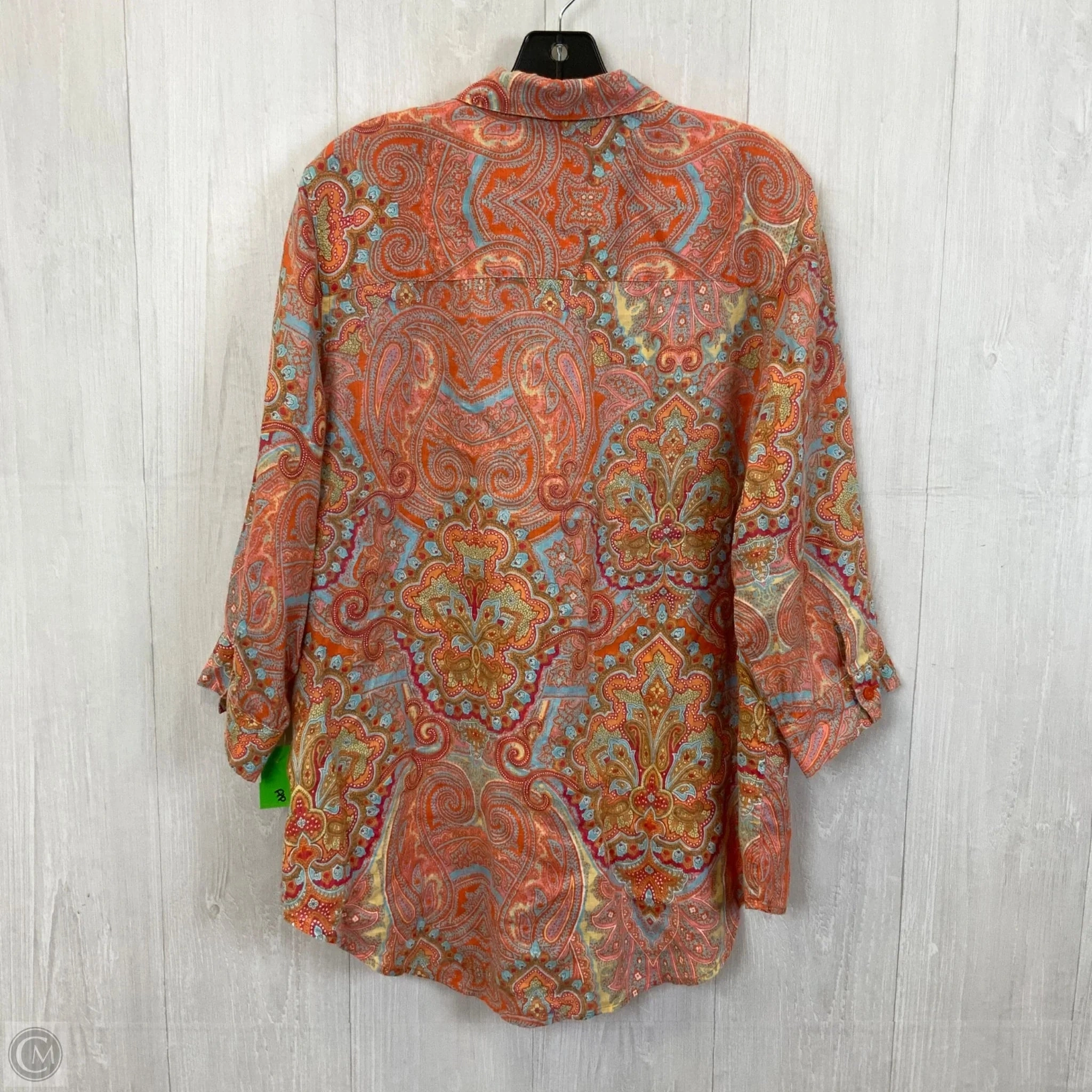 Blouse 3/4 Sleeve By Chicos In Orange, Size: Xl
