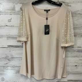 Blouse Short Sleeve By Adrianna Papell In Tan, Size: 1x