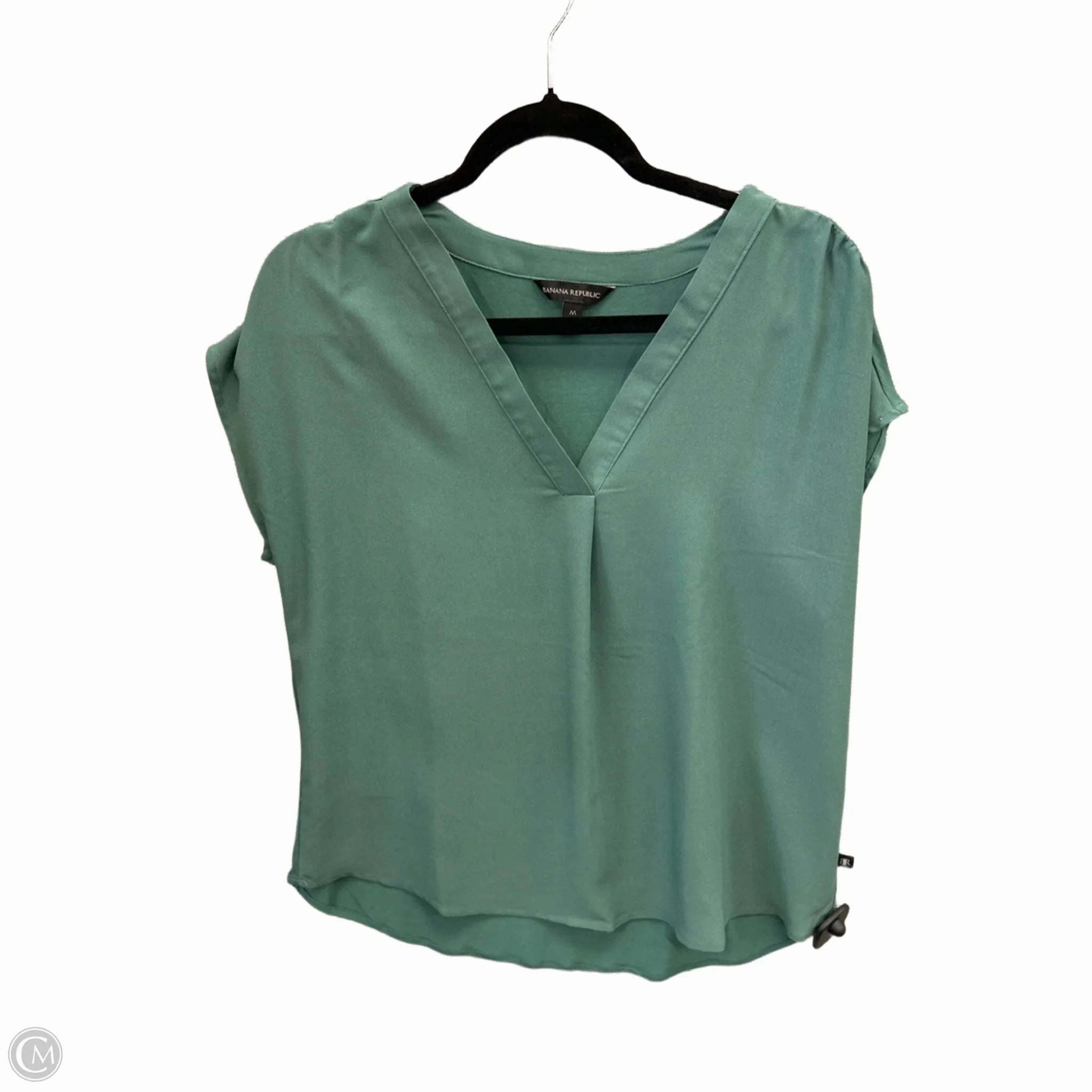 Blouse Short Sleeve By Banana Republic In Green, Size: M