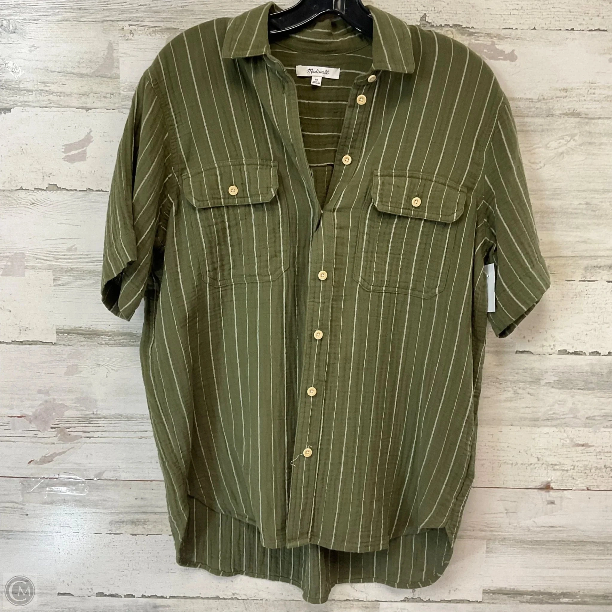 Blouse Short Sleeve By Madewell In Green, Size: Xs