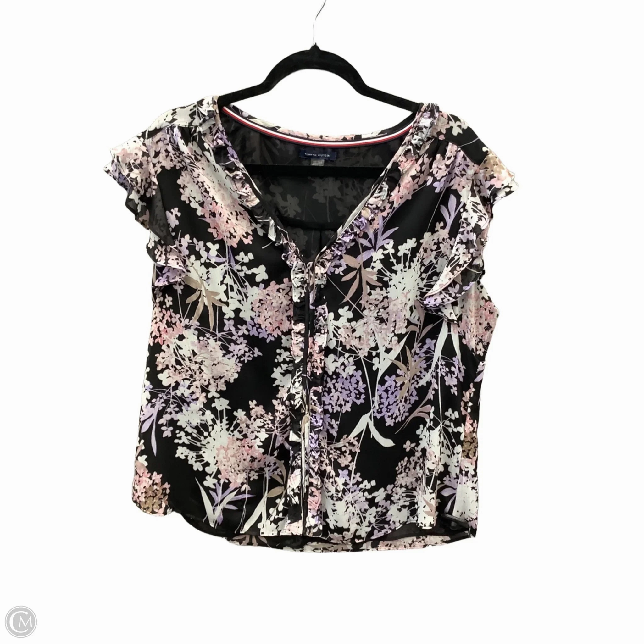 Blouse Short Sleeve By Tommy Hilfiger In Floral Print, Size: Xl