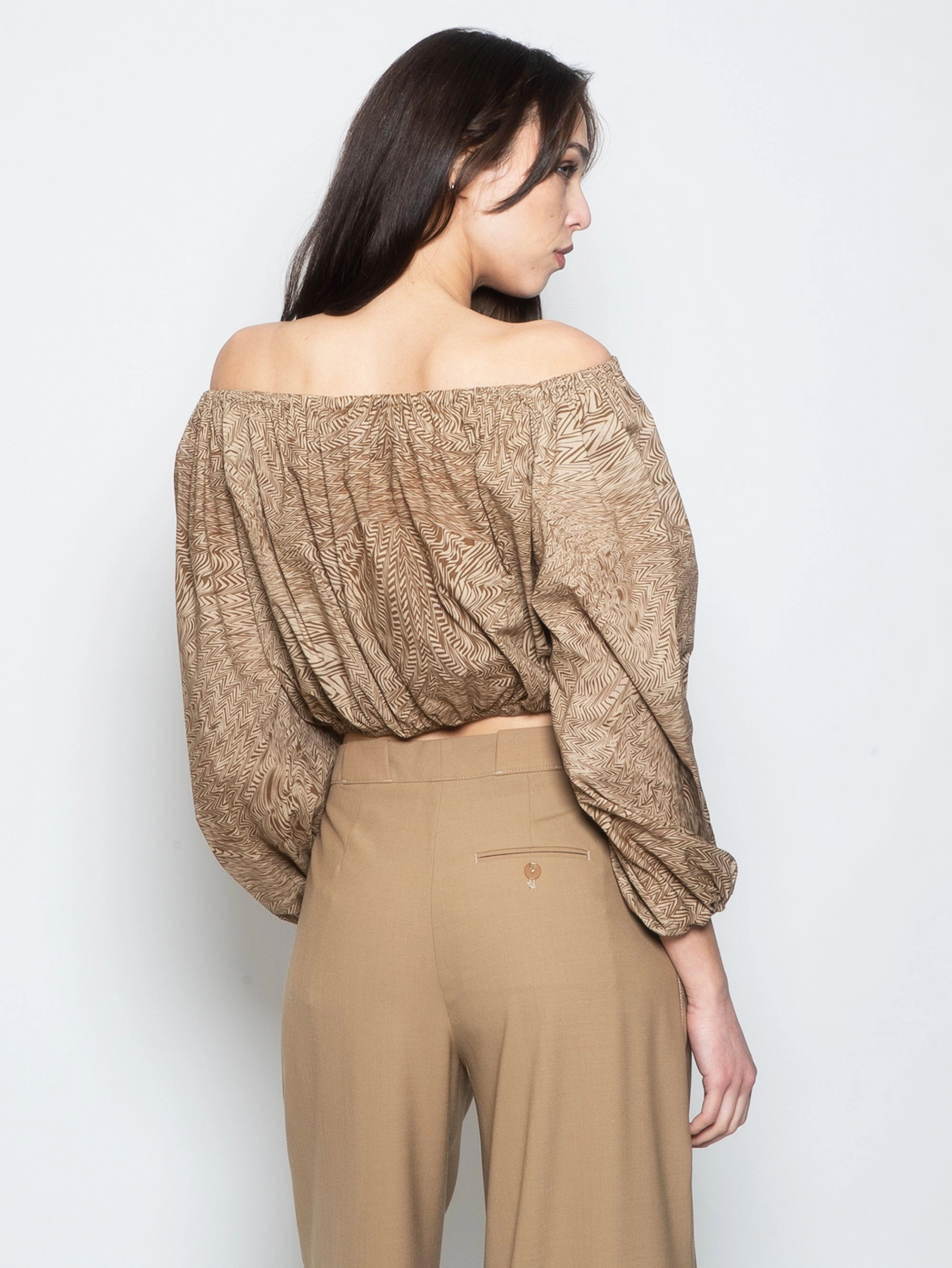 Blouse with All Over Cocoa/Sand Graphic Print