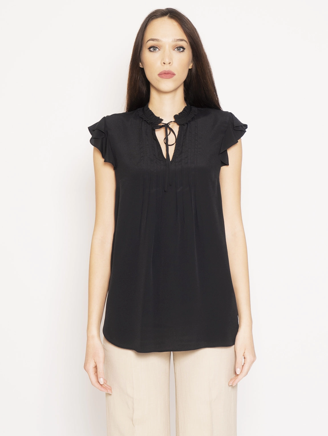 Blouse with Black Ruffle