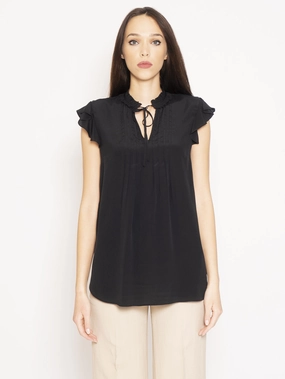 Blouse with Black Ruffle