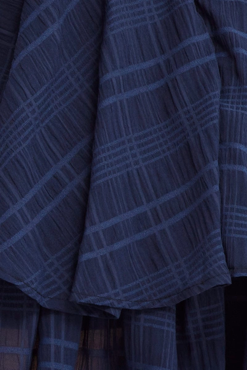 Blue Ruffle Playsuit Long Sleeve Wrap Front