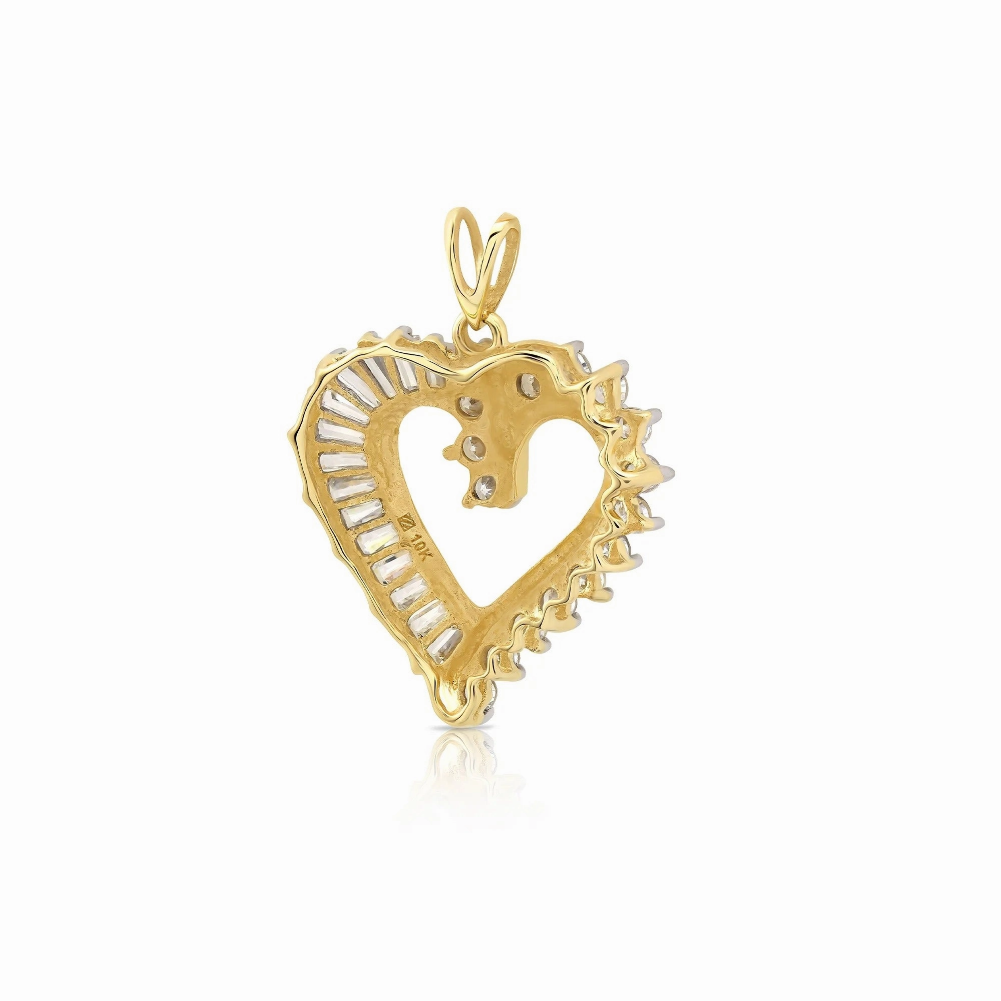 Brilliance Fine Jewelry Heart Pendant with Simulated Diamond in 10K Yellow Gold For Women