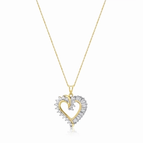 Brilliance Fine Jewelry Heart Pendant with Simulated Diamond in 10K Yellow Gold For Women
