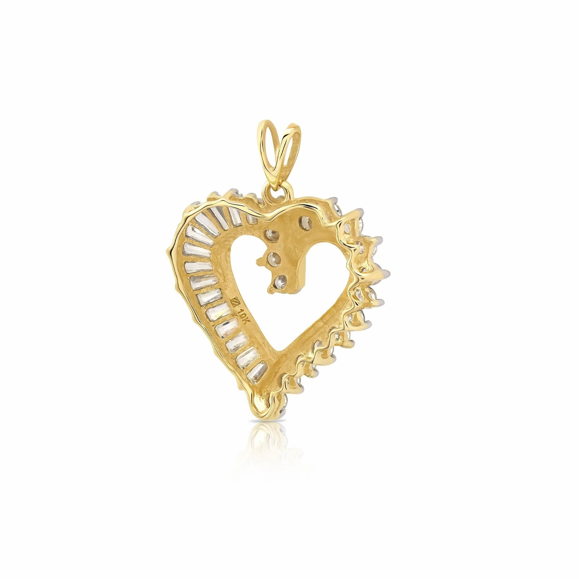 Brilliance Fine Jewelry Heart Pendant with Simulated Diamond in 10K Yellow Gold For Women