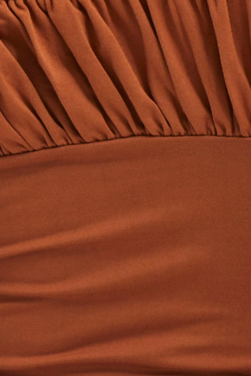 Brown Bodice Top Long Sleeve