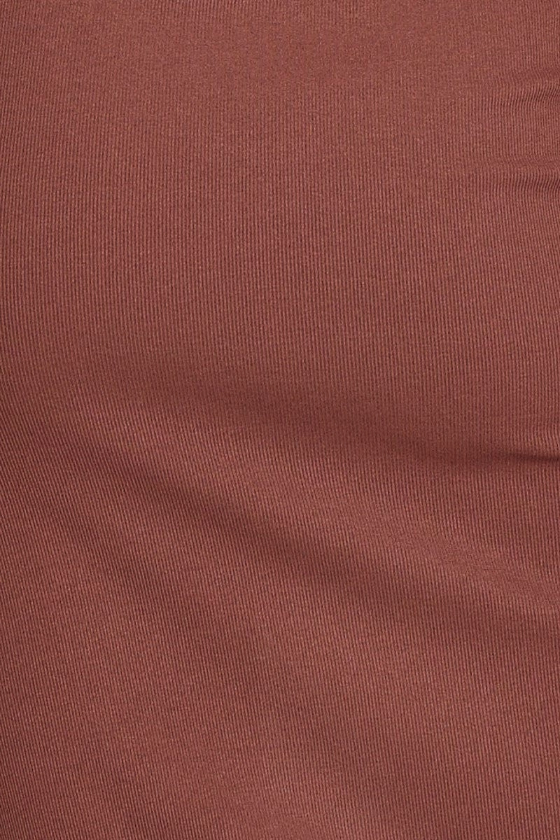 Brown Bodycon Dress Sleeveless Square Neck