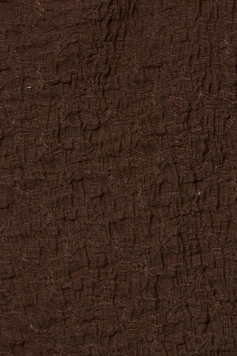 Brown Crop Cardigan Long Sleeve Tie Front