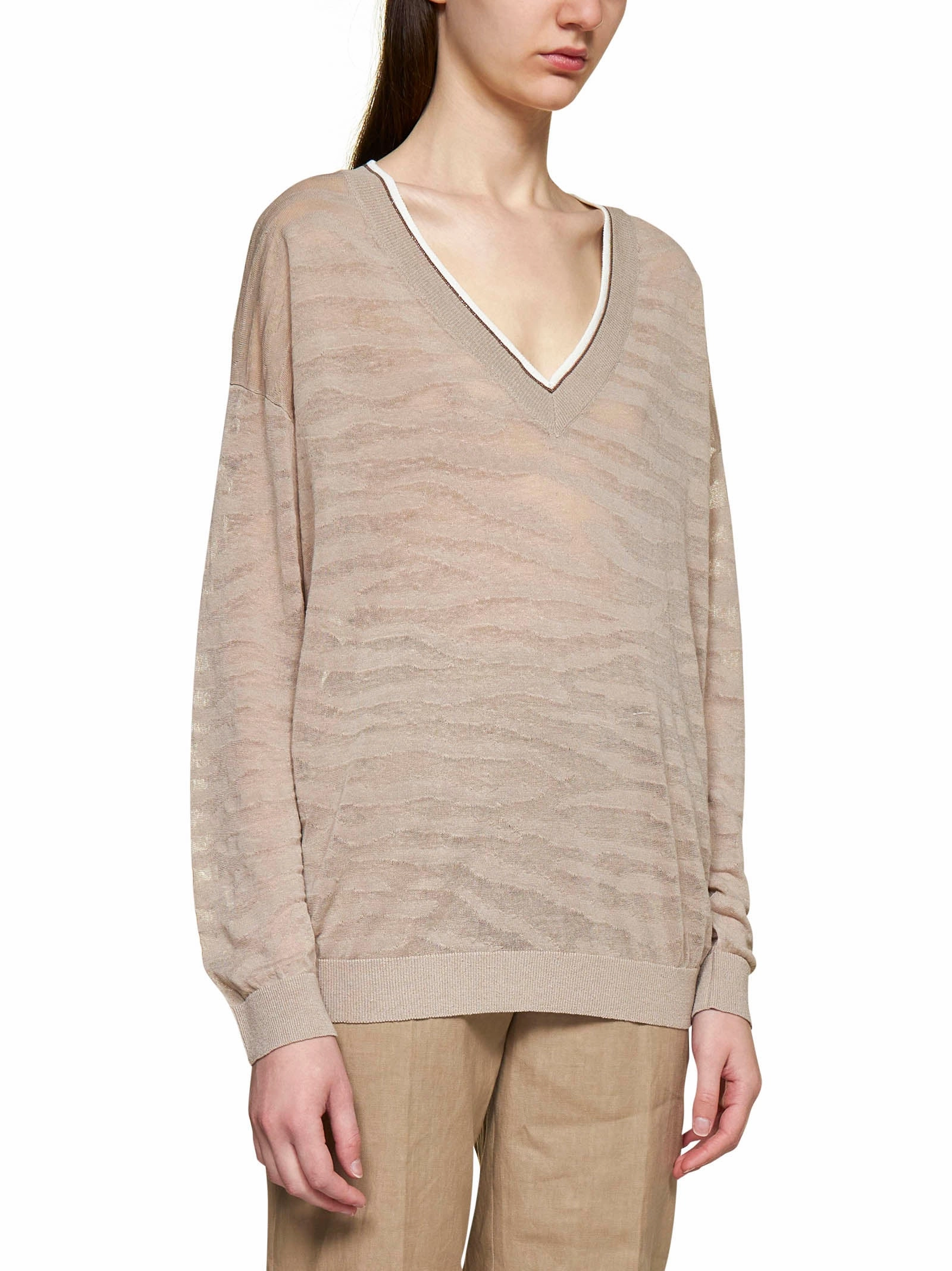 Brunello Cucinelli Striped Long Sleeved Jumper