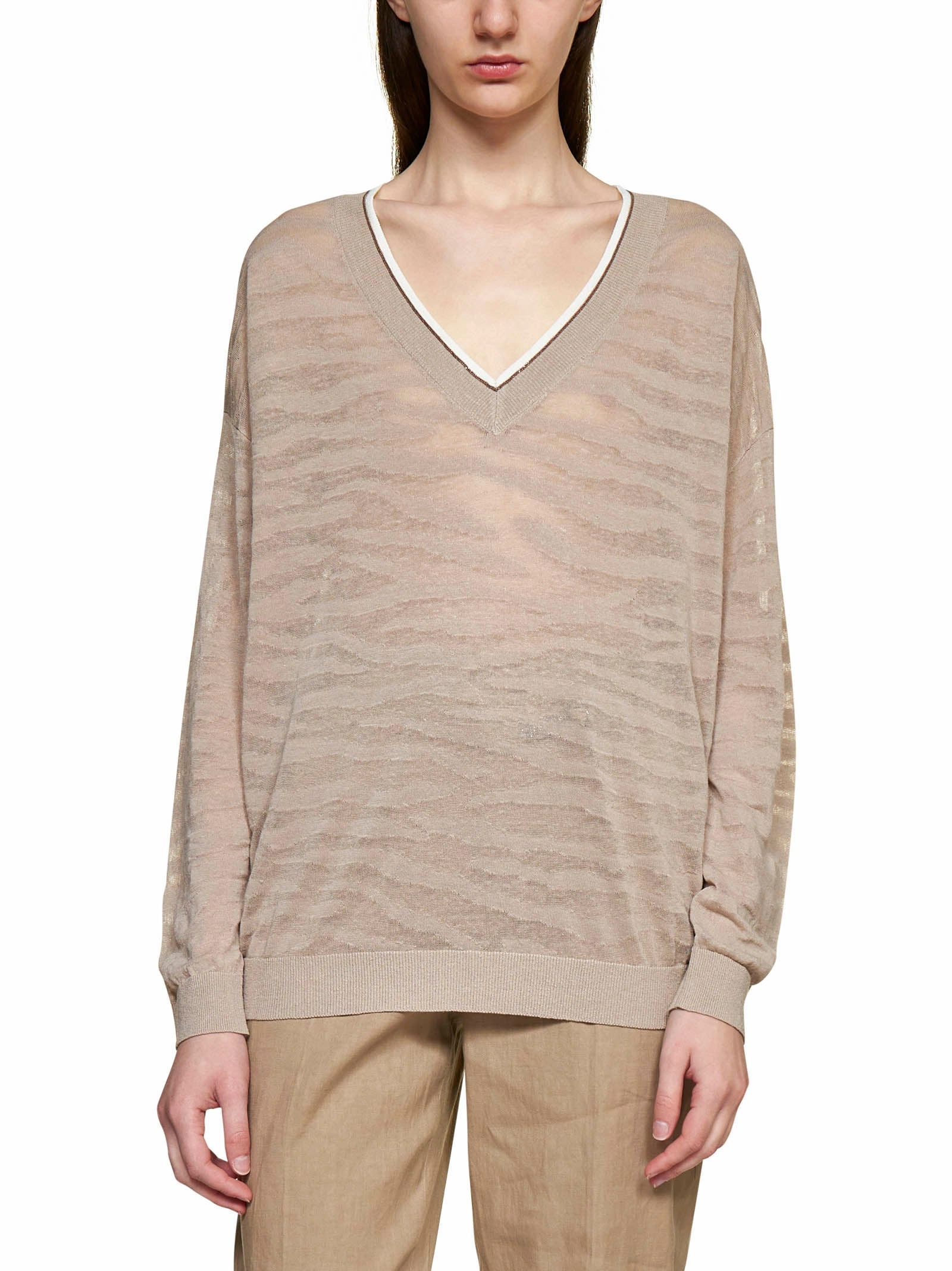 Brunello Cucinelli Striped Long Sleeved Jumper