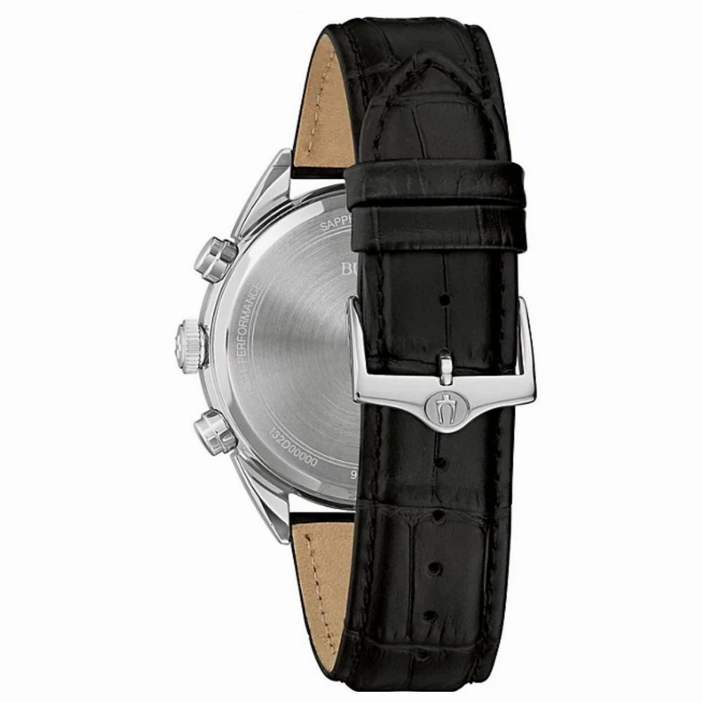 Bulova 96B371 Stainless Steel Watch with Black Leather Strap 42mm