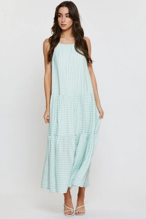 Check A Line Dress Maxi