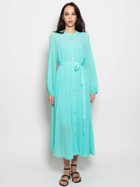 Chemisier Dress in Green Embossed Fabric