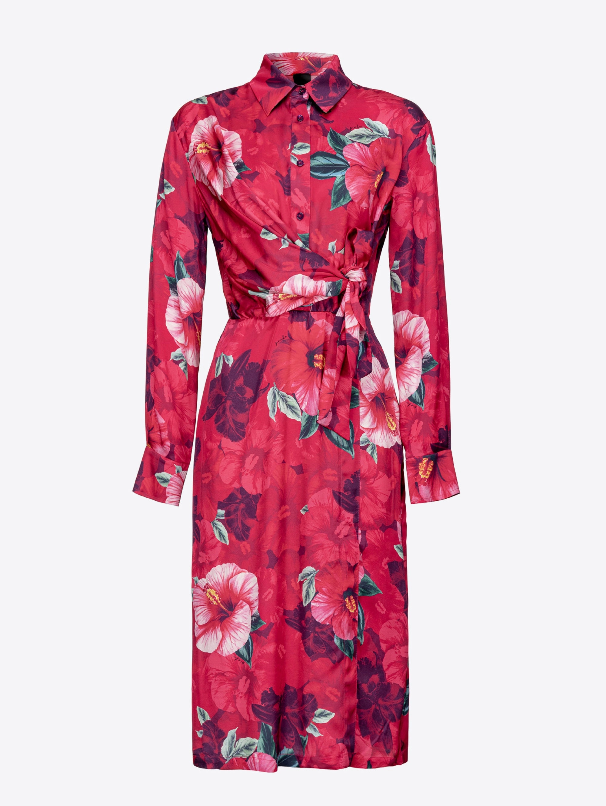 Chemisier Dress with Fuchsia Floral Print