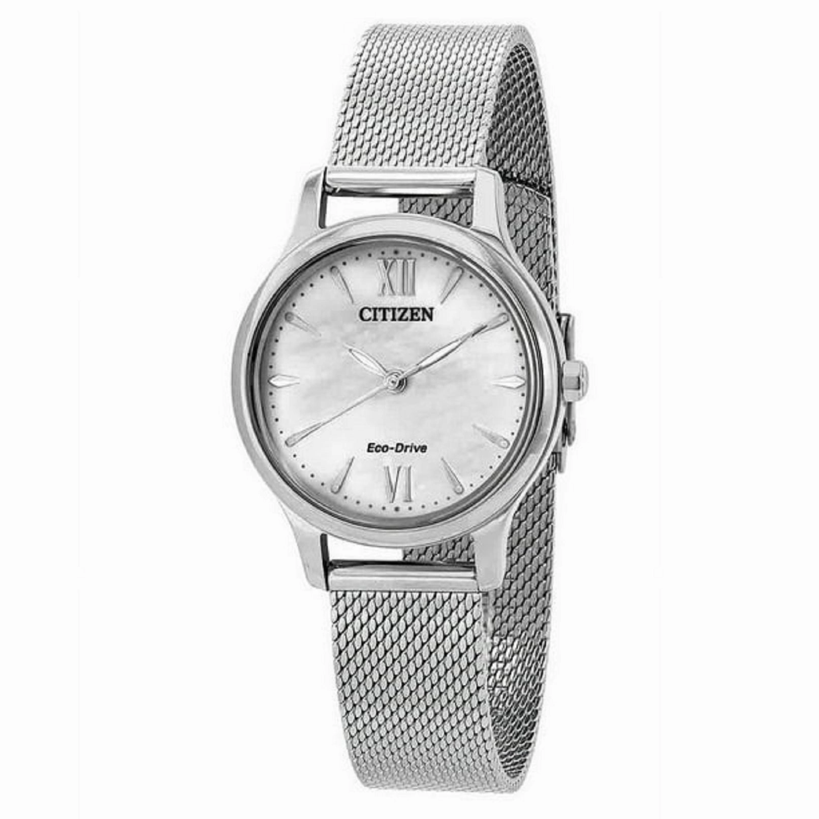 CITIZEN EM0899-81A Eco-Drive Stainless Steel Mesh White Dial Women's Watch