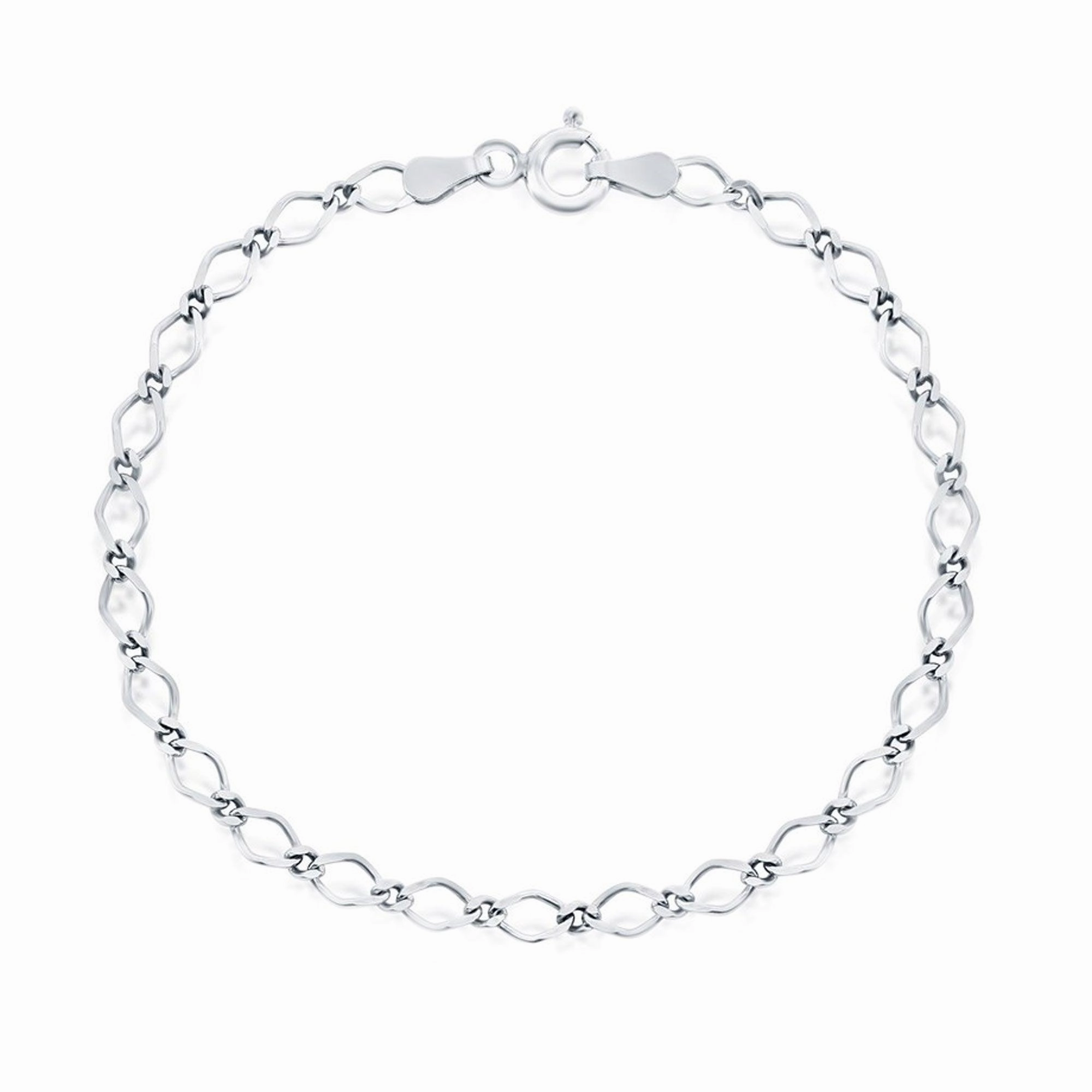 Classic Women's Bracelet - Sterling Silver Flat Linked Spring Clasp, 7 Inch | Q-5342-7
