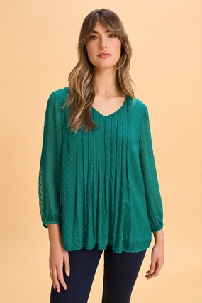 Clipped Georgette Blouse - Meadow Green