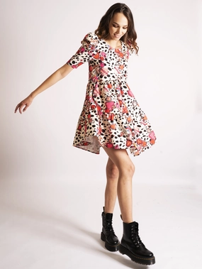 Cream Short Sleeves Dress